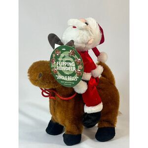 NWT Dandee NOS Santa Flipping Reindeer Jingle Bells Singing Animated